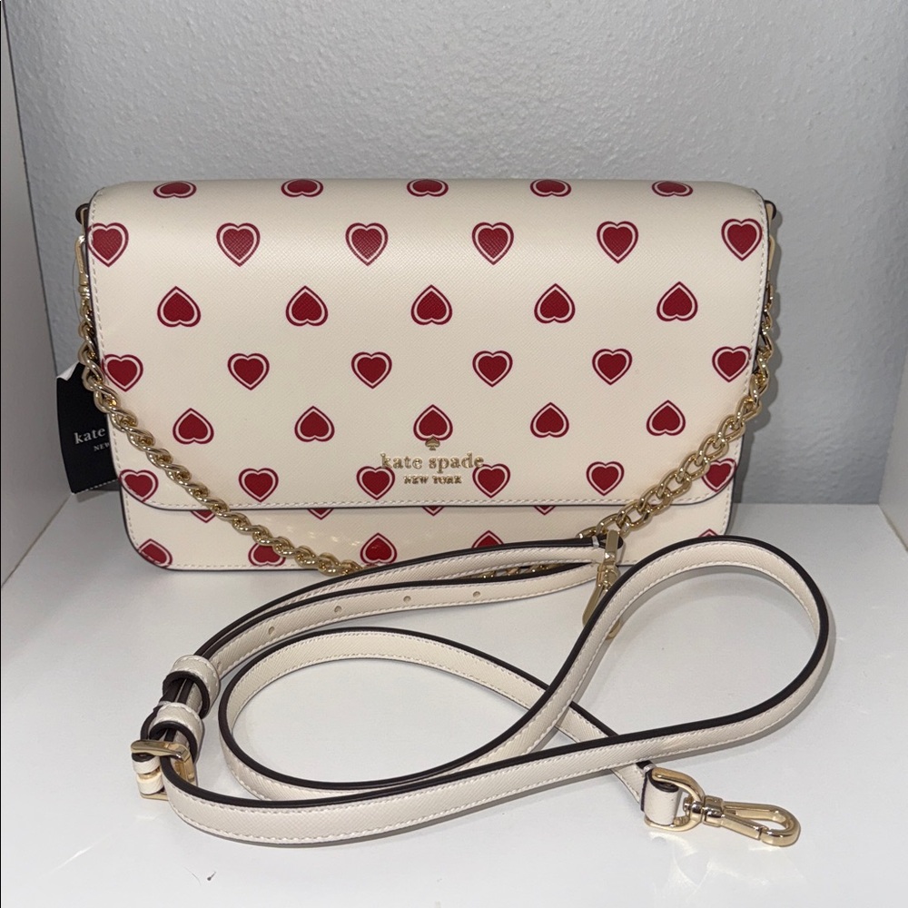 Kate Spade Cream and Red Heart Crossbody Bag - Picture 9 of 12